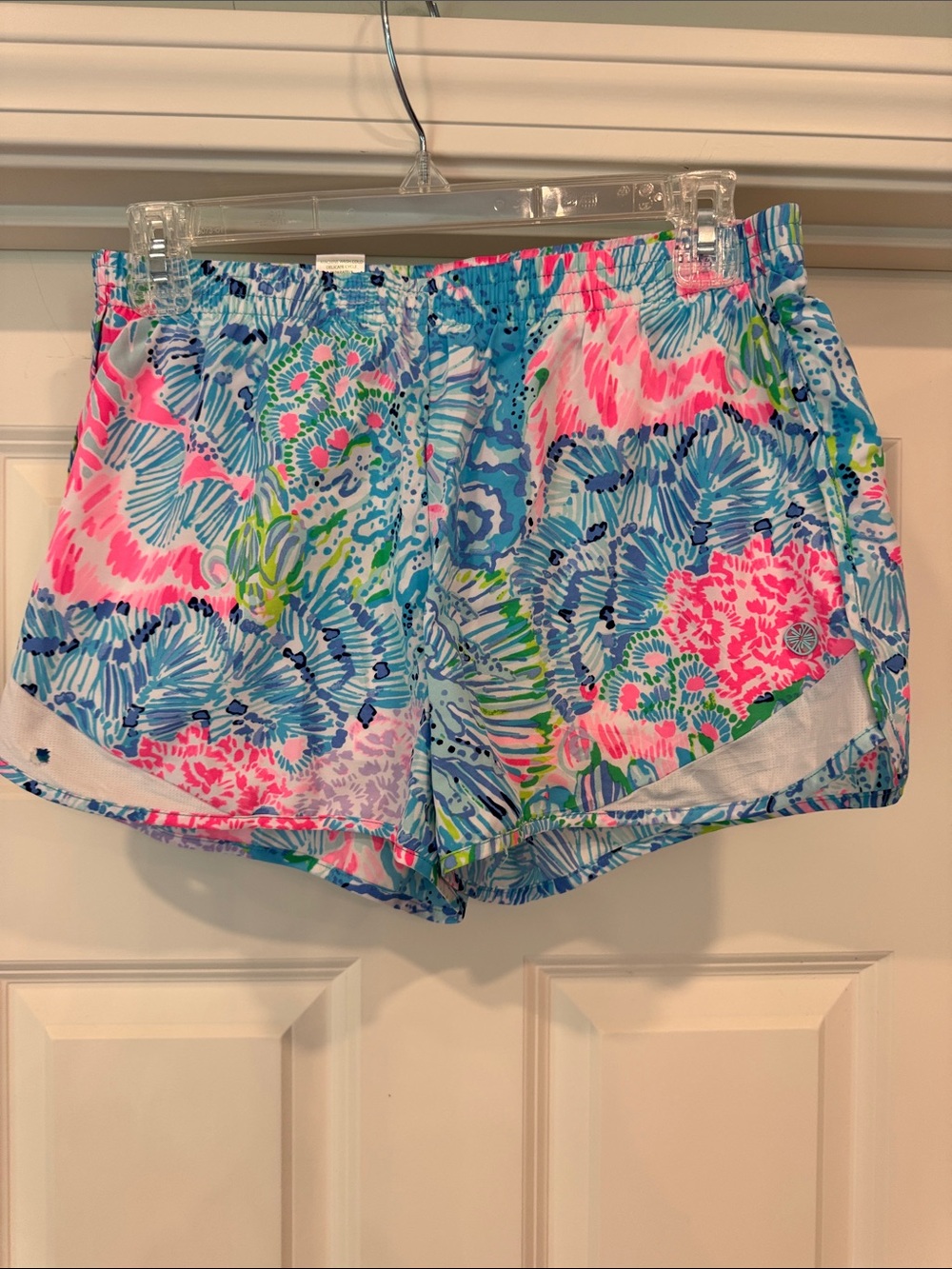Lilly Pulitzer Women's Luxletic Athletic Shorts - Pink & Blue Tropical Siz Small